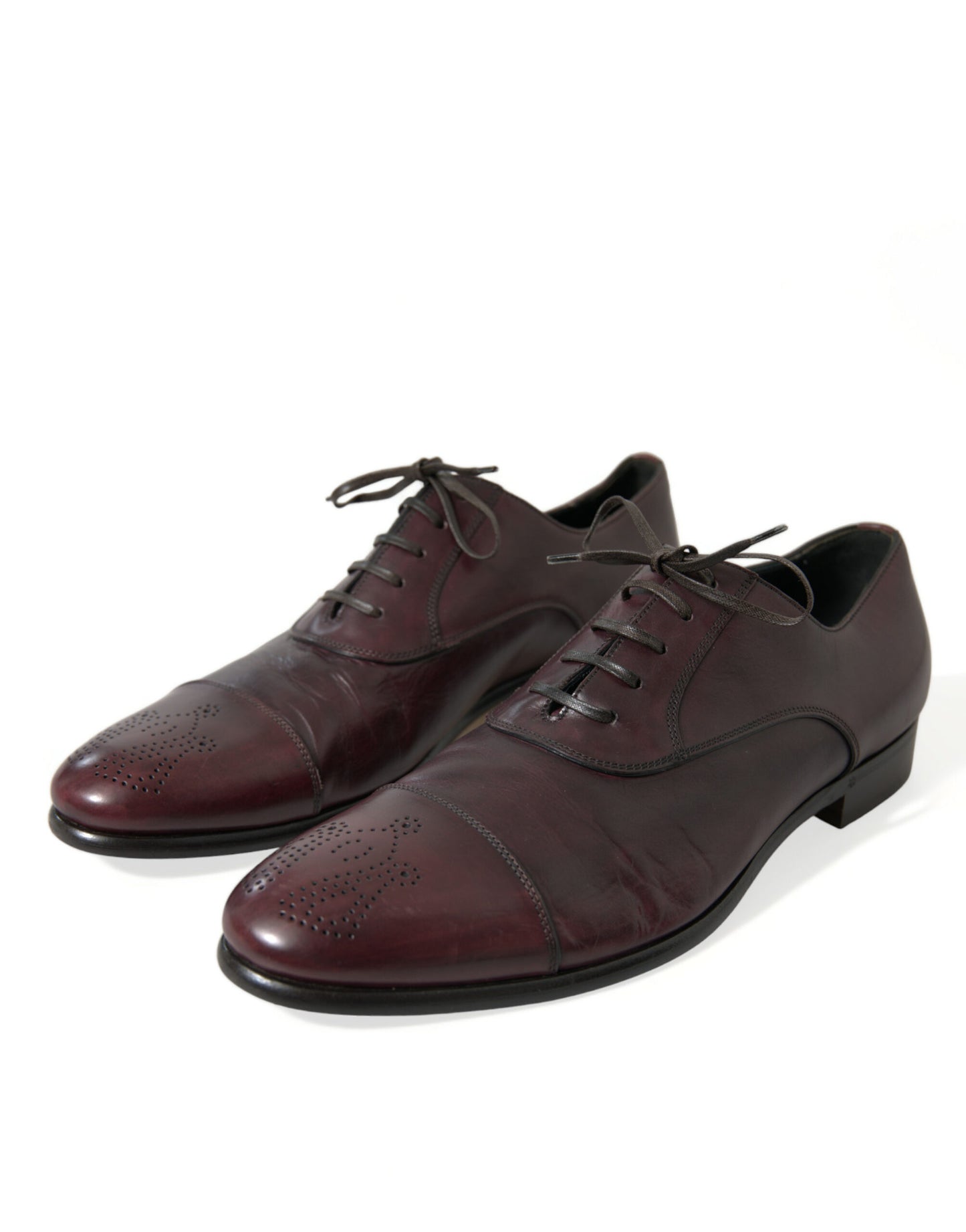 Elegante burgunderfarbene Derby-Schuhe aus Leder