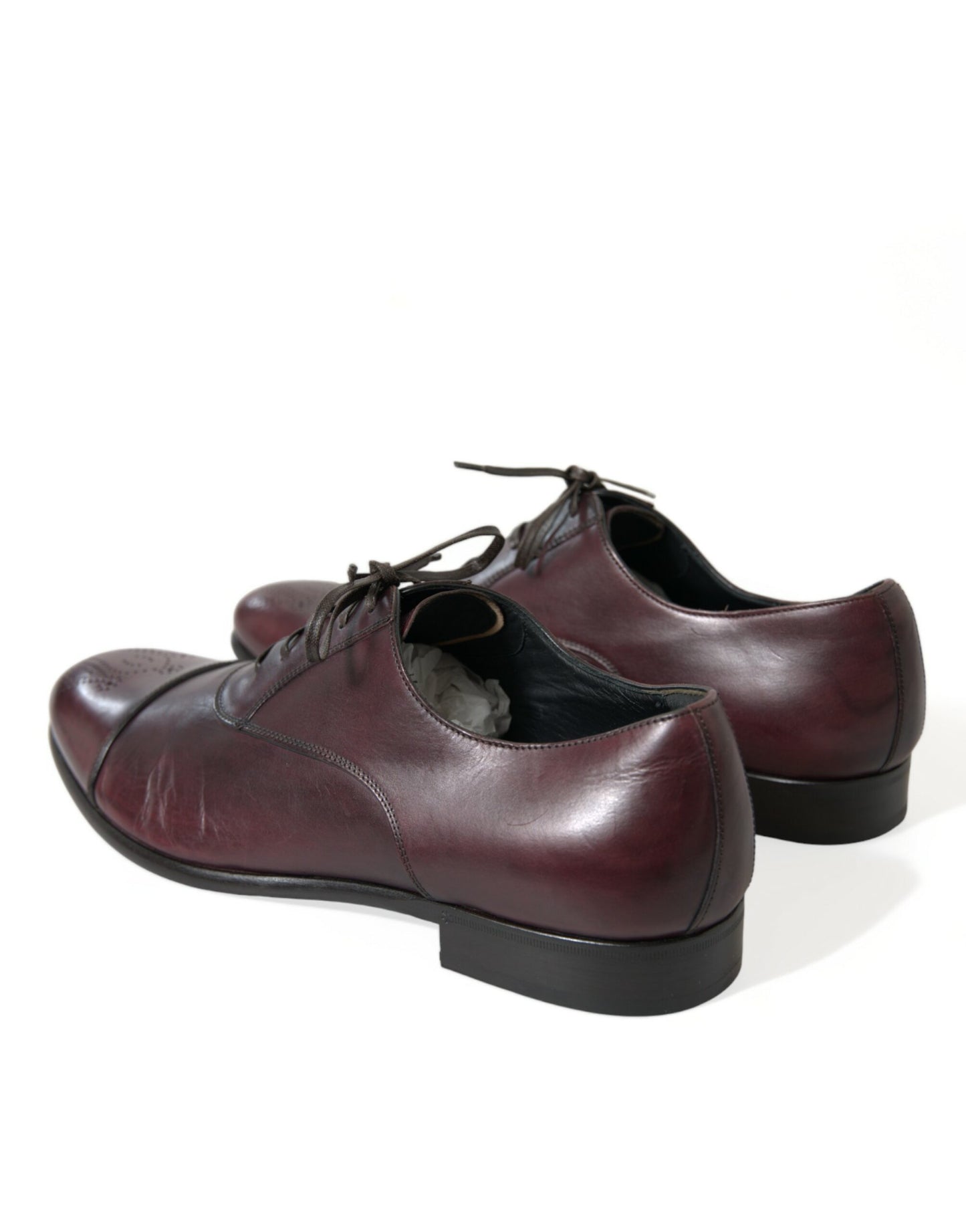 Elegante burgunderfarbene Derby-Schuhe aus Leder