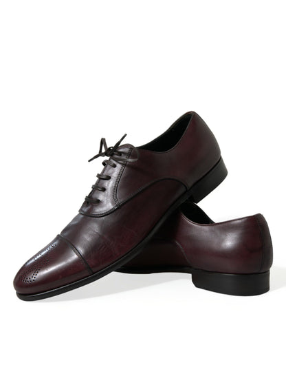 Elegante burgunderfarbene Derby-Schuhe aus Leder