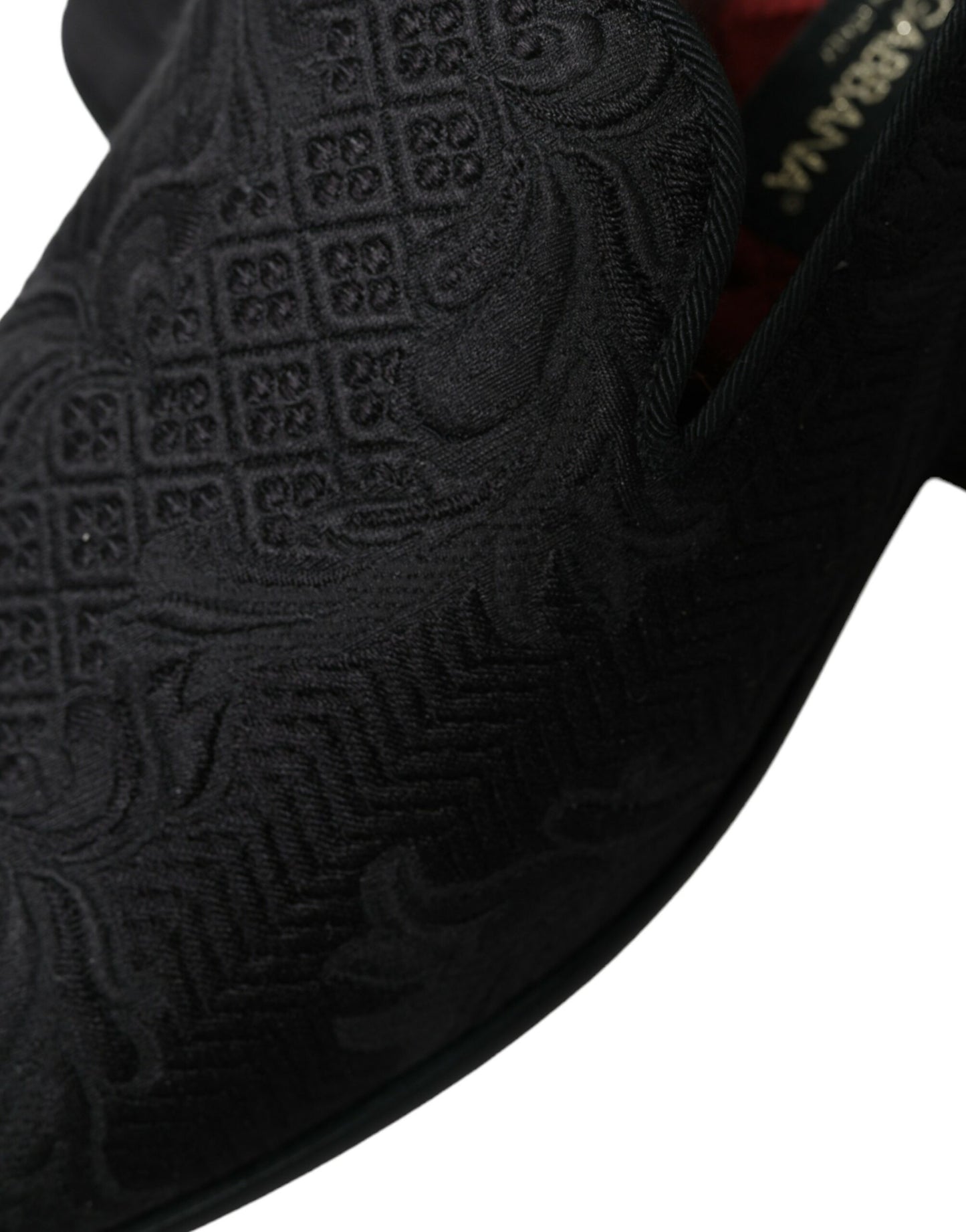 Elegant Black Brocade Dress Loafers