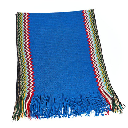 Blue Wool Men Scarf