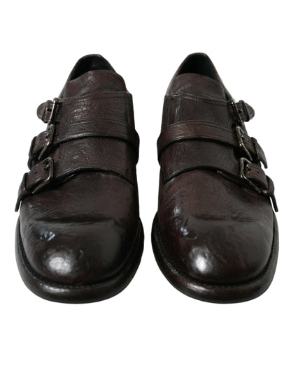 Elegant Triple Buckle Leather Dress Shoes