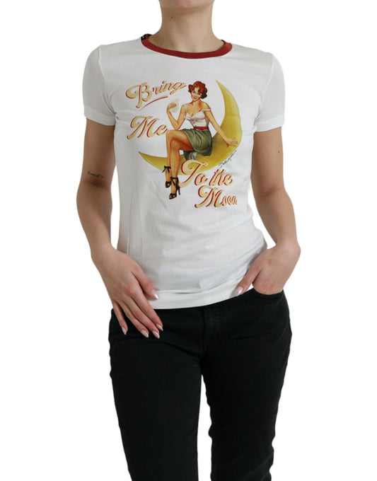 Elegantes weißes Rundhals-T-Shirt aus Baumwolle