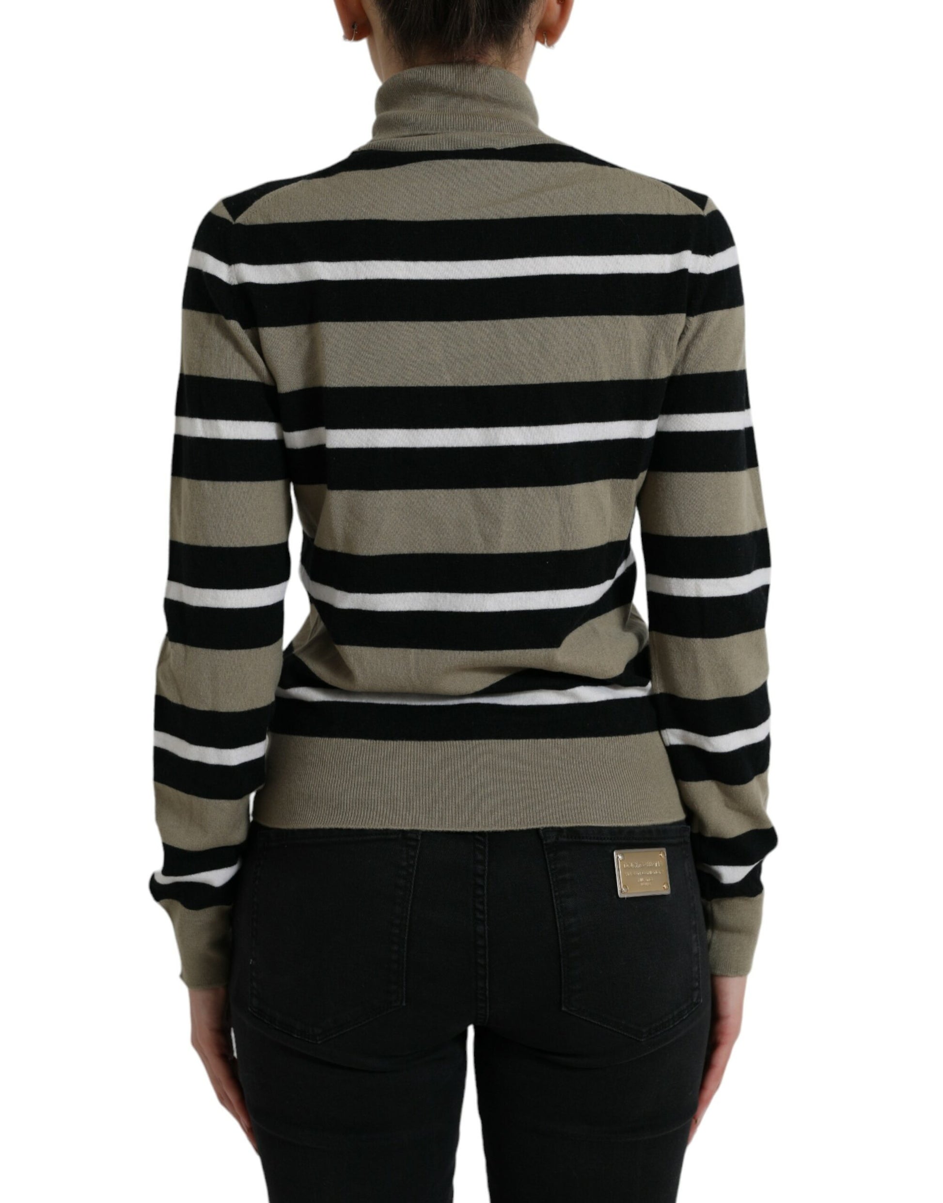 Eleganter gestreifter Rollkragenpullover aus Wolle