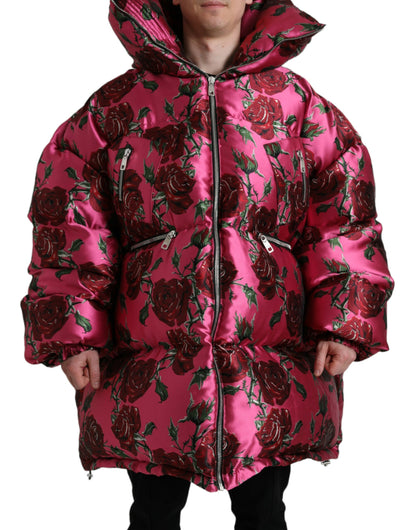 Elegant Rose Print Quilted Jacket