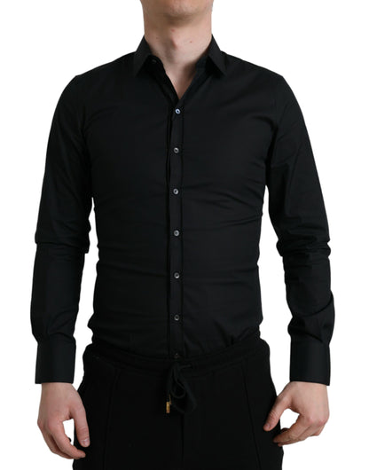 Elegantes schwarzes italienisches Slim Fit-Hemd