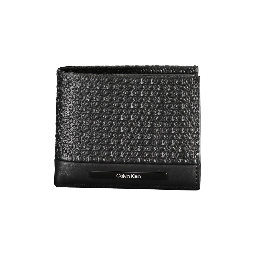 Sleek Black Leather Wallet with Contrast Details