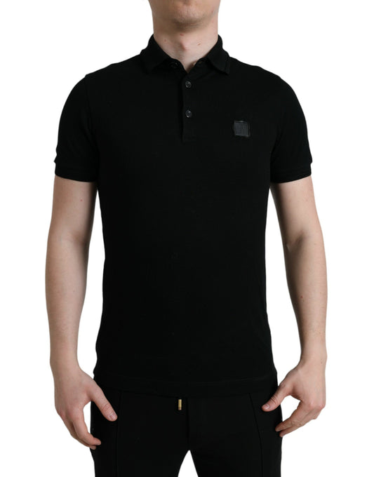 Elegantes schwarzes Poloshirt aus Baumwolle