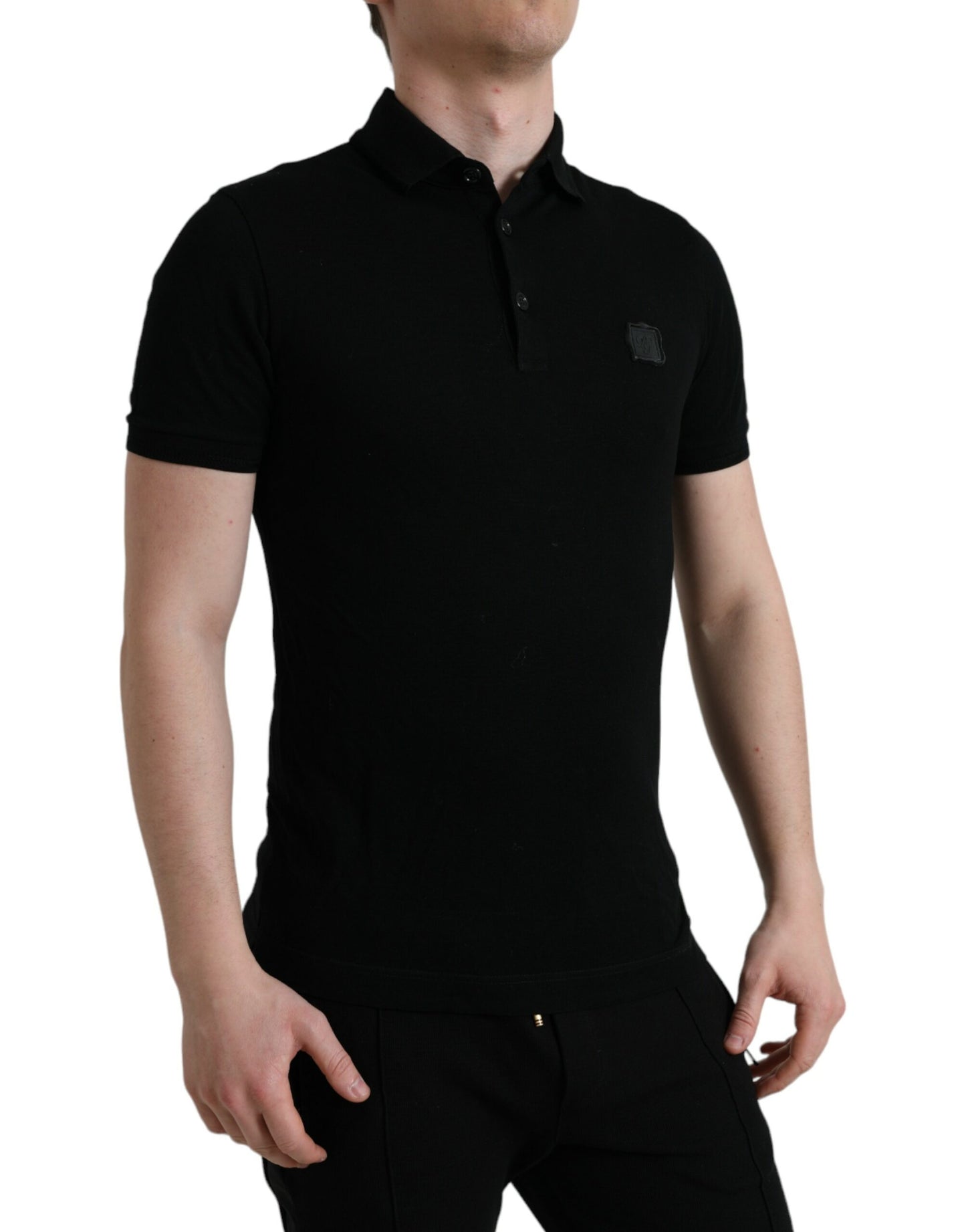 Elegant Black Cotton Polo Shirt