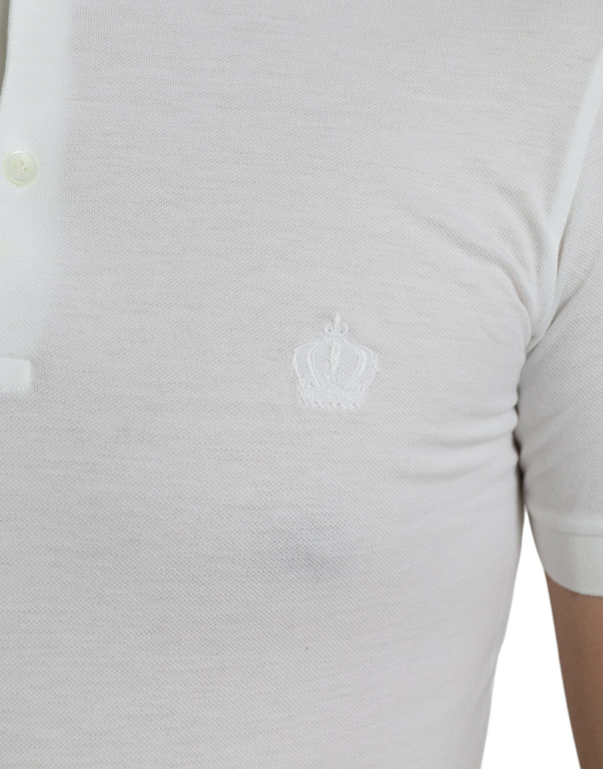 Crown Embroidered White Cotton Polo