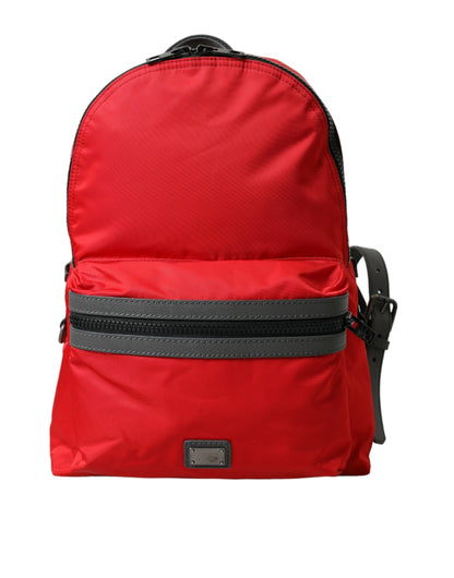 Eleganter roter Nylon-Leder-Rucksack