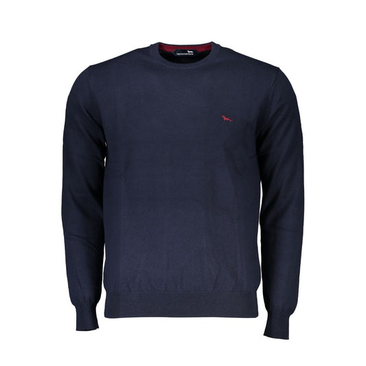 Blauer Pullover mit Rundhalsausschnitt und Stickerei