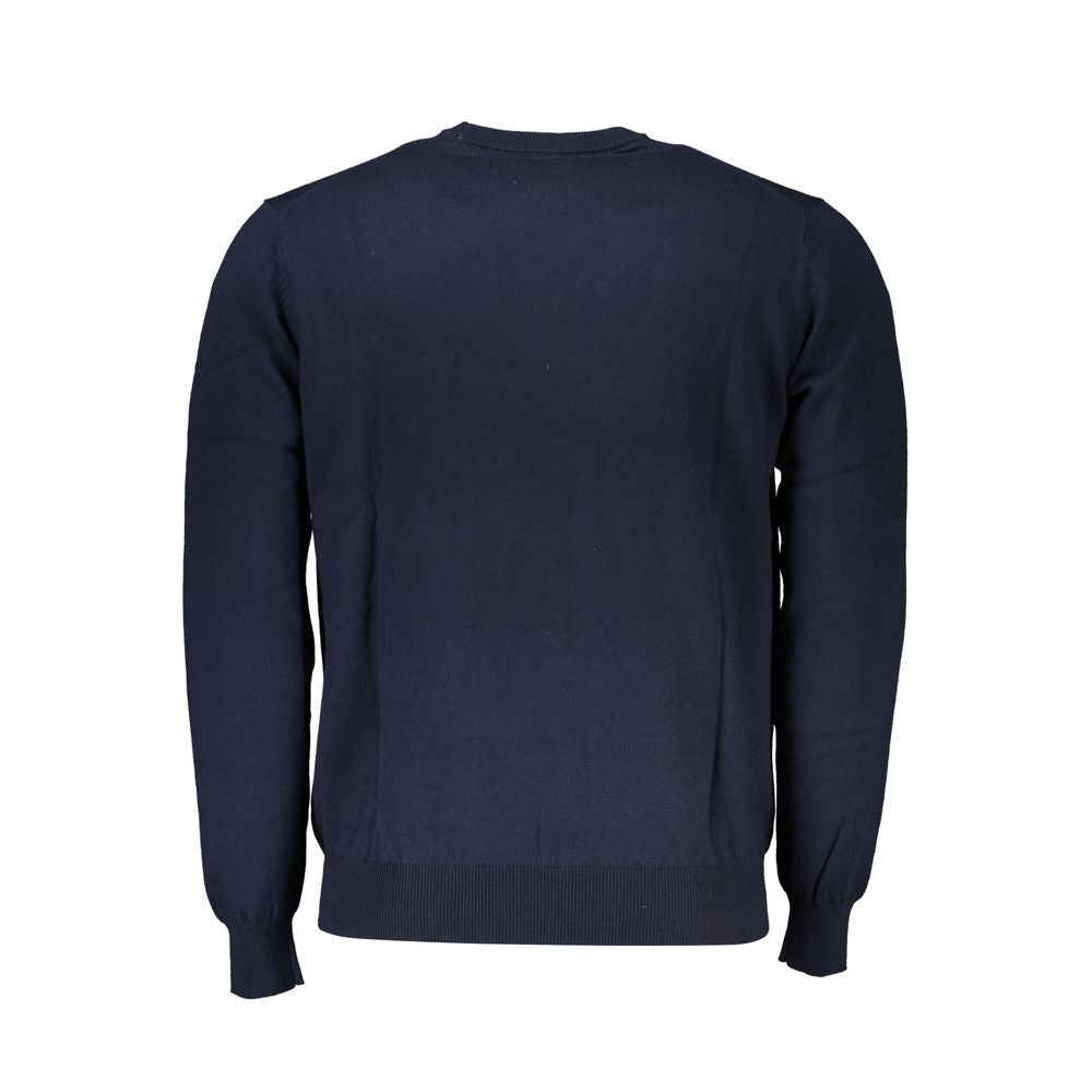 Blauer Pullover mit Rundhalsausschnitt und Stickerei