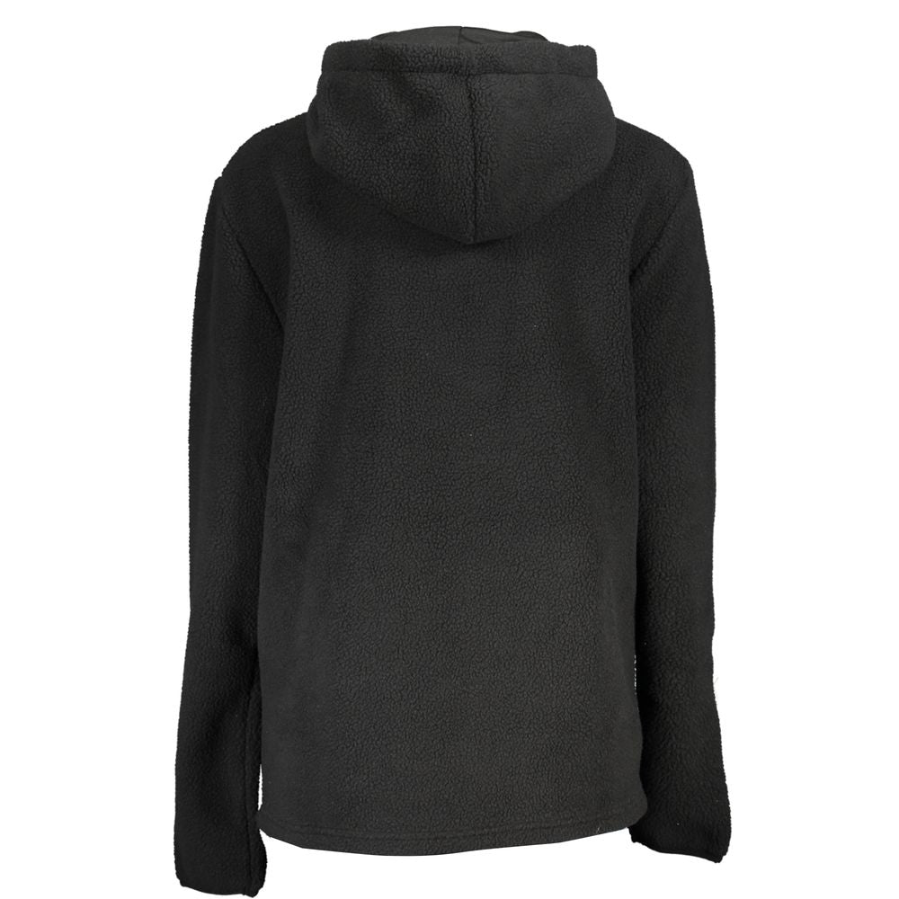 Elegantes schwarzes Kapuzensweatshirt mit halbem Reißverschluss