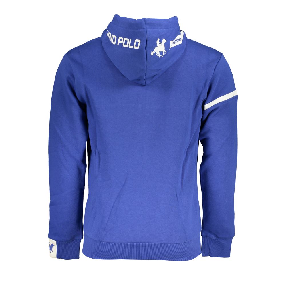 Klassisches blaues Fleece-Sweatshirt mit Kapuze