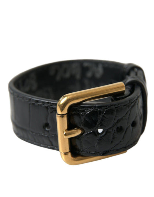 Elegantes gold-schwarzes Lederarmband