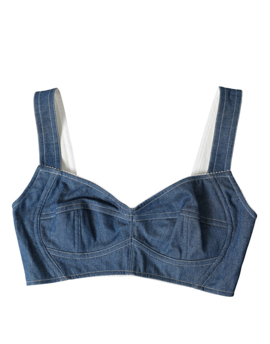 Elegantes blaues Bustier-Crop-Top