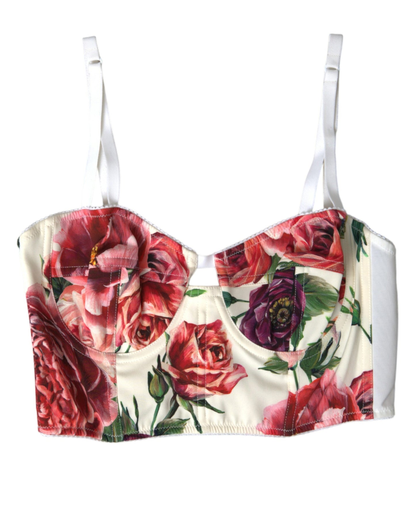 Bustier-Crop-Top aus Seidenmischung mit Blumenmuster