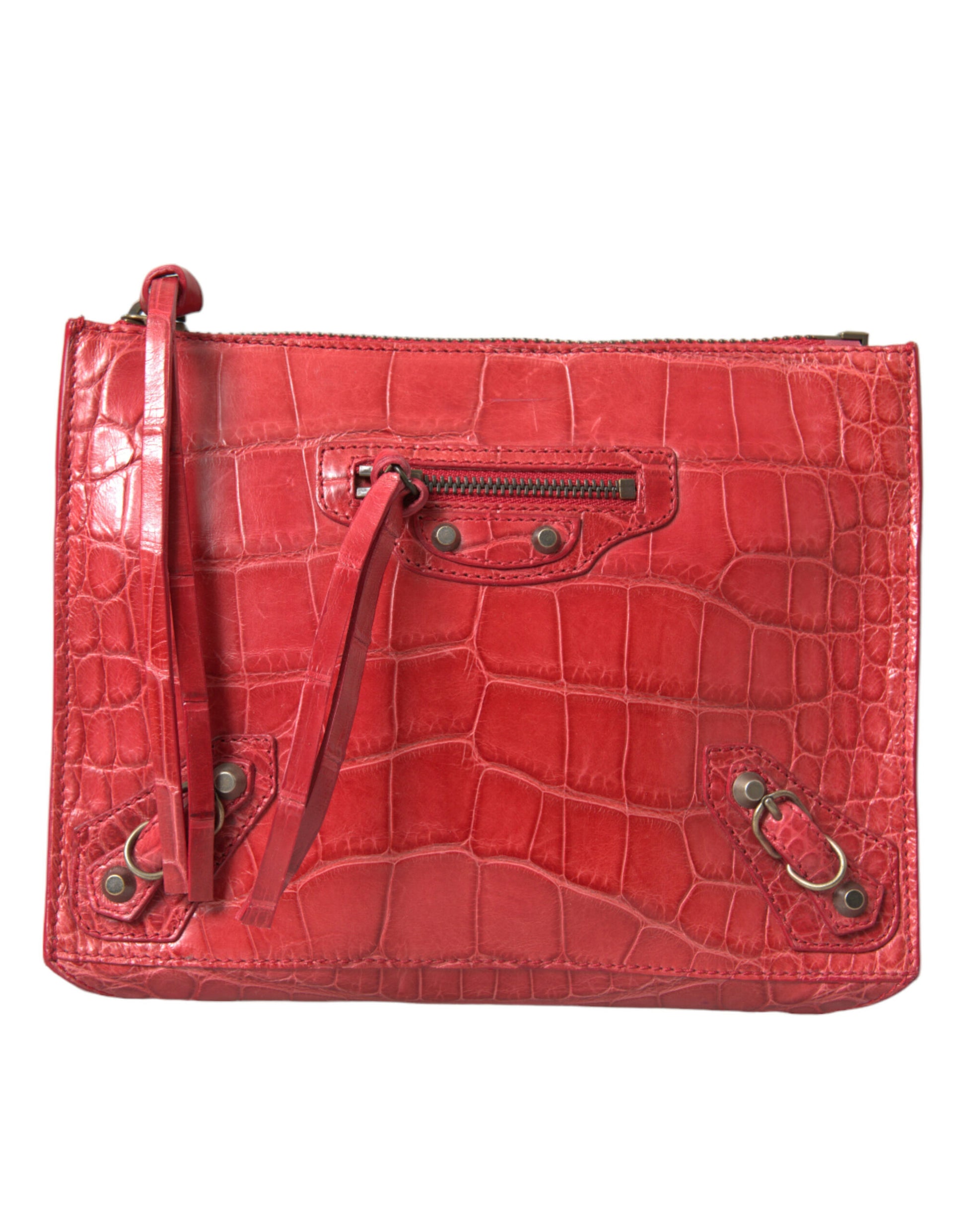 Exotische rote Clutch aus Alligatorleder