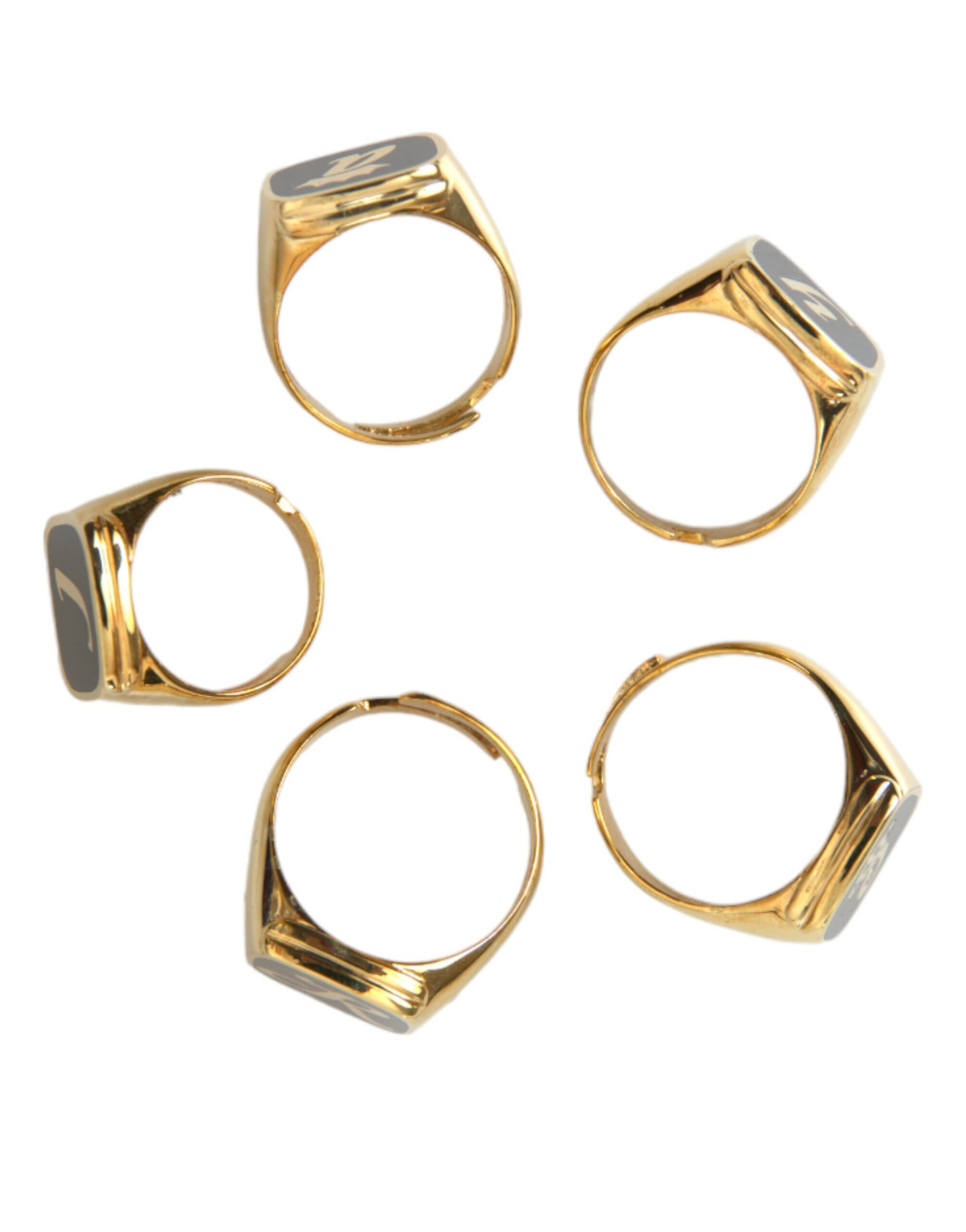 Gold Messing ROYAL Emaille Set mit 5 Ringen