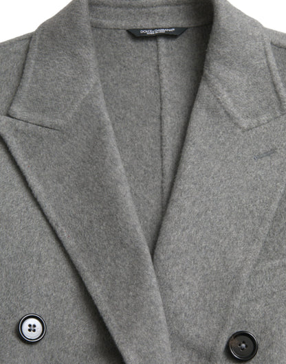 Gray Double Trench Coat Cashmere Jacket