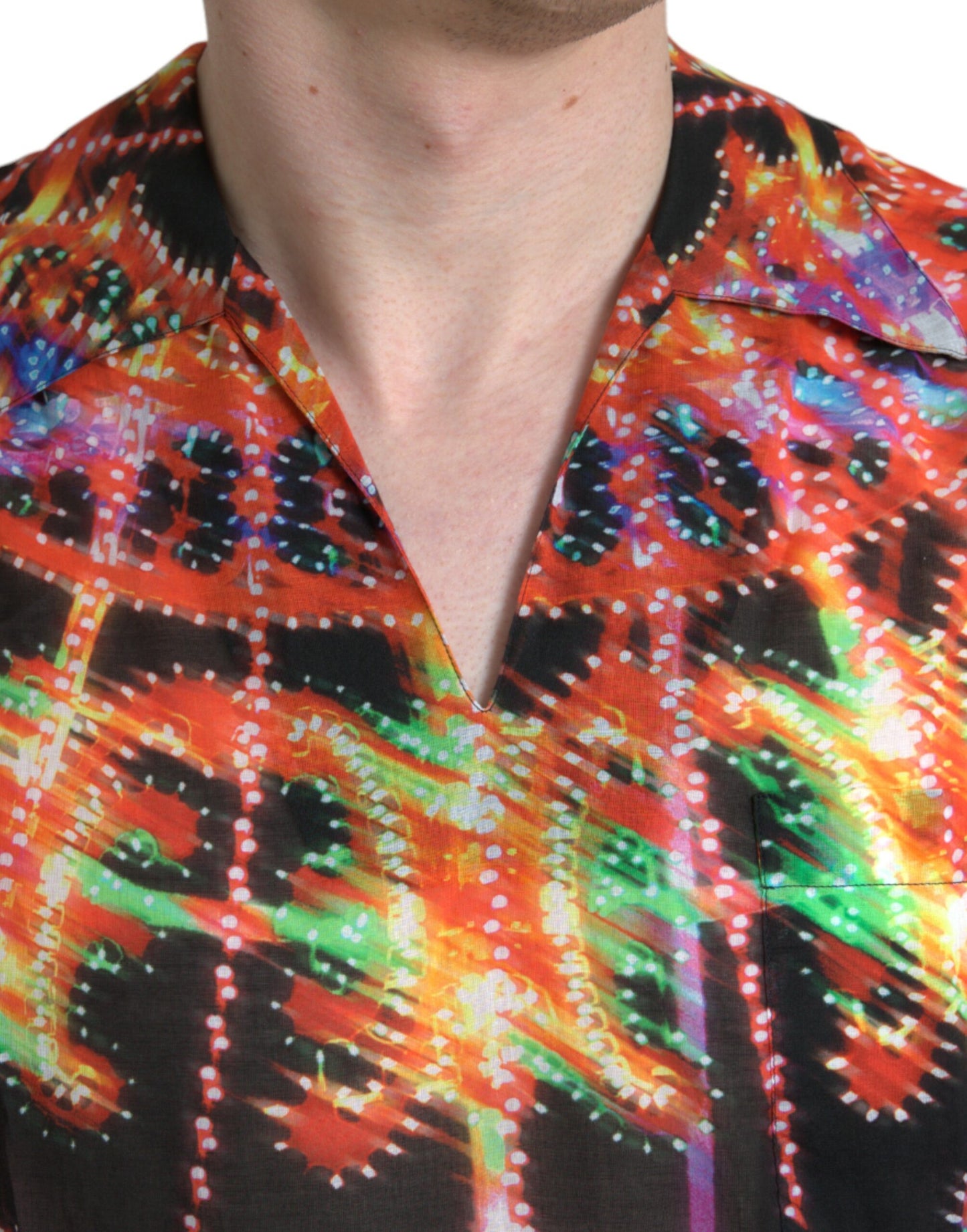 Mehrfarbiges Baumwoll-T-Shirt mit Luminarie-Print