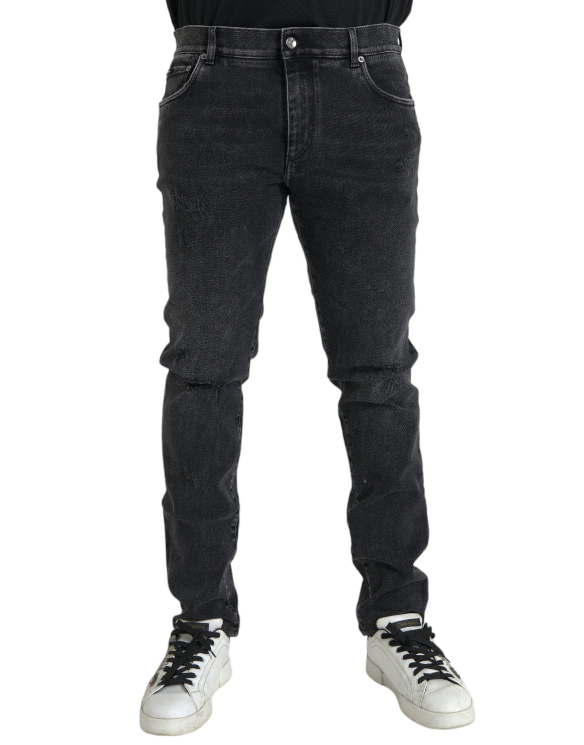 Graue Skinny-Jeans aus Baumwollstretch mit Logo