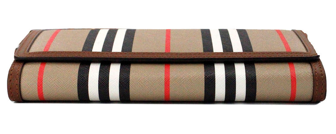 Hannah Icon Stripe Archive Umhängetasche aus hellbraunem E-Canvas-Leder