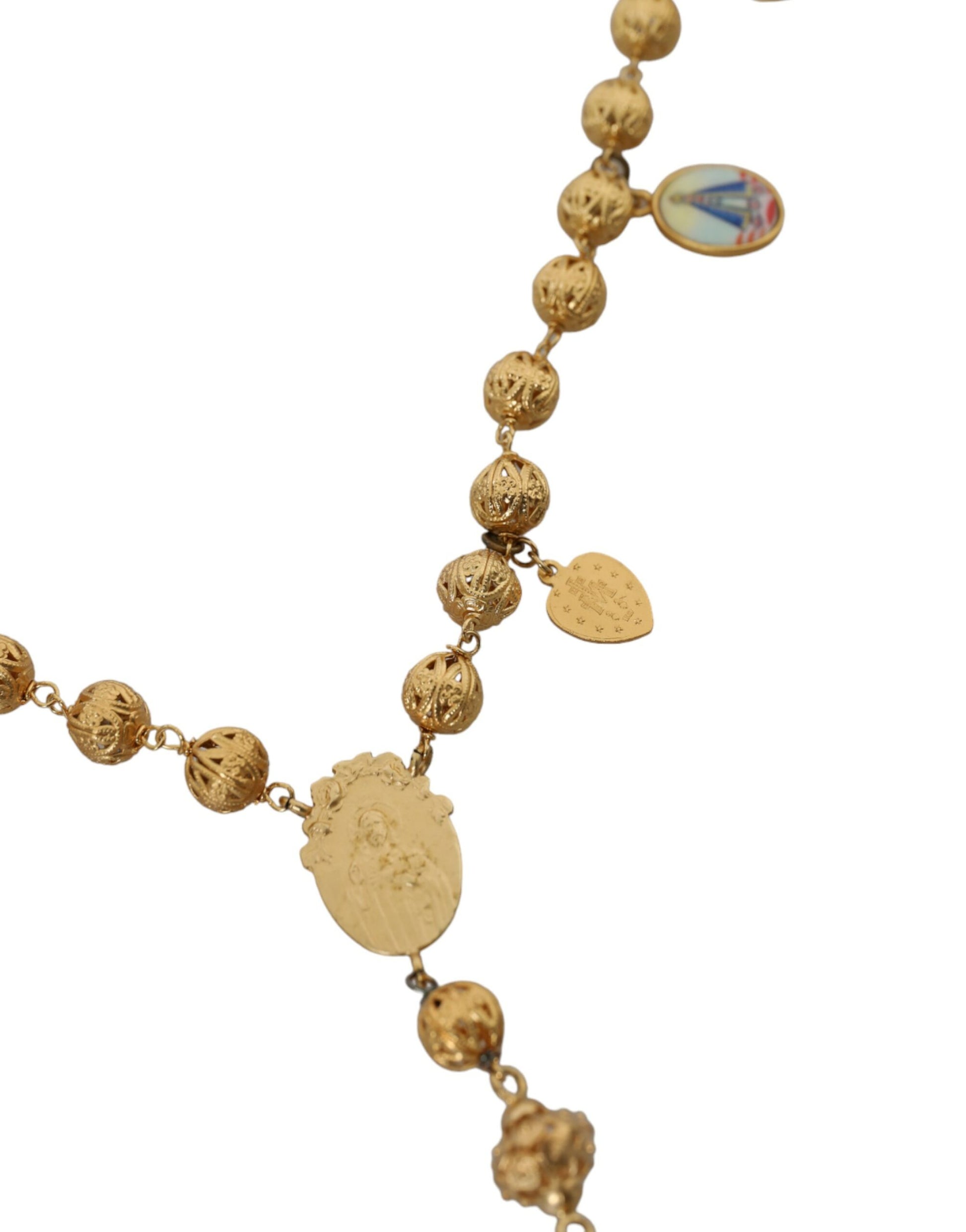 Goldfarbene Kette mit Messingperlen, Statement-Halskette „Sicily“