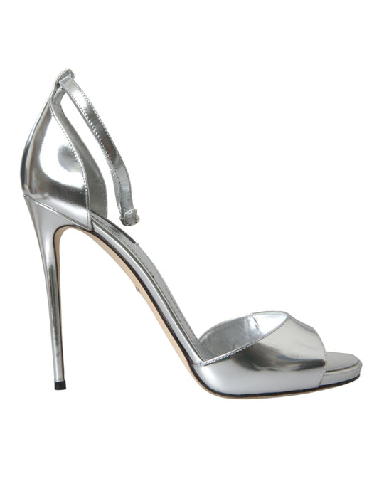 Silber KEIRA Leder Heels Sandalen Schuhe