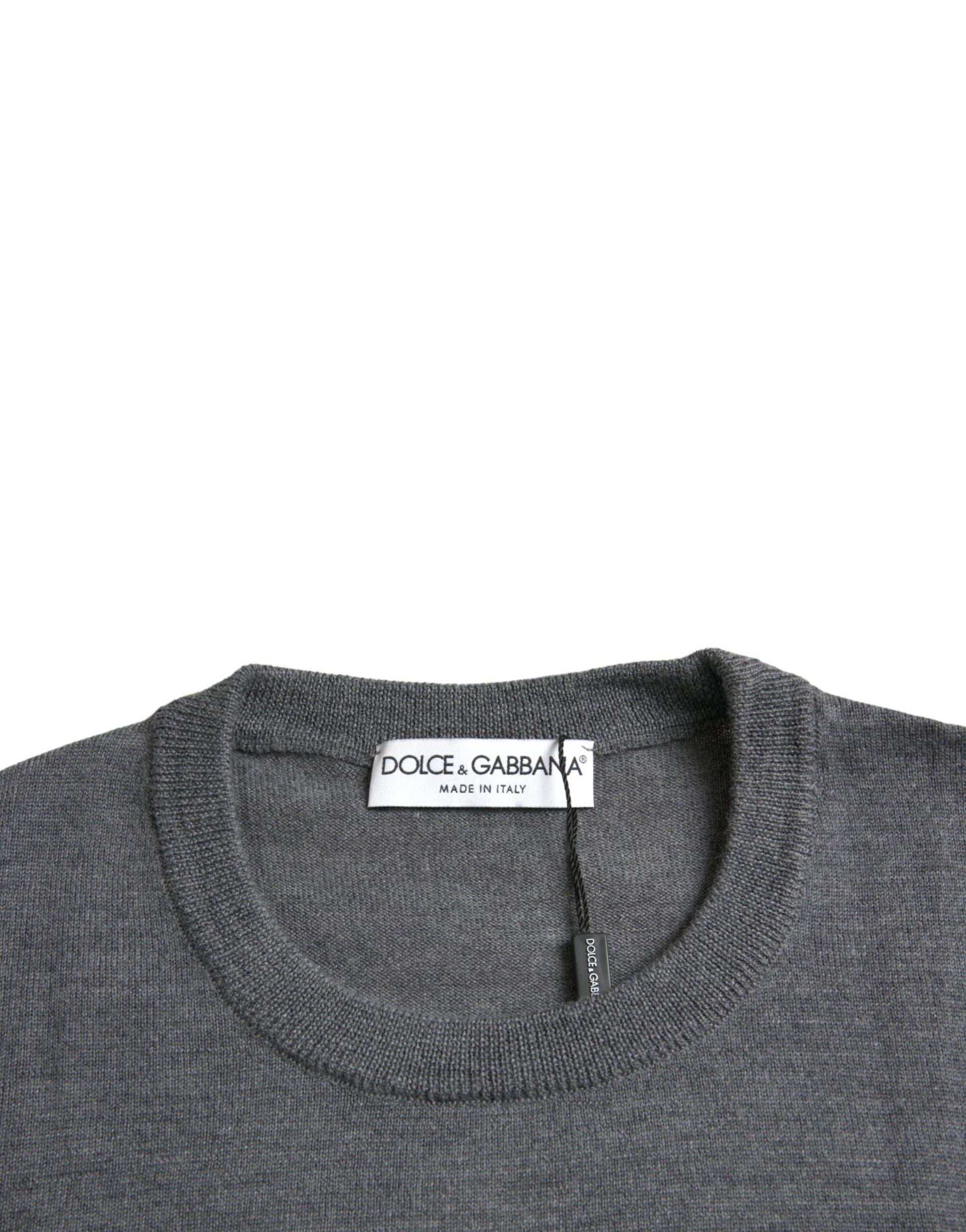 Dark Gray Wool Crew Neck Pullover Sweater