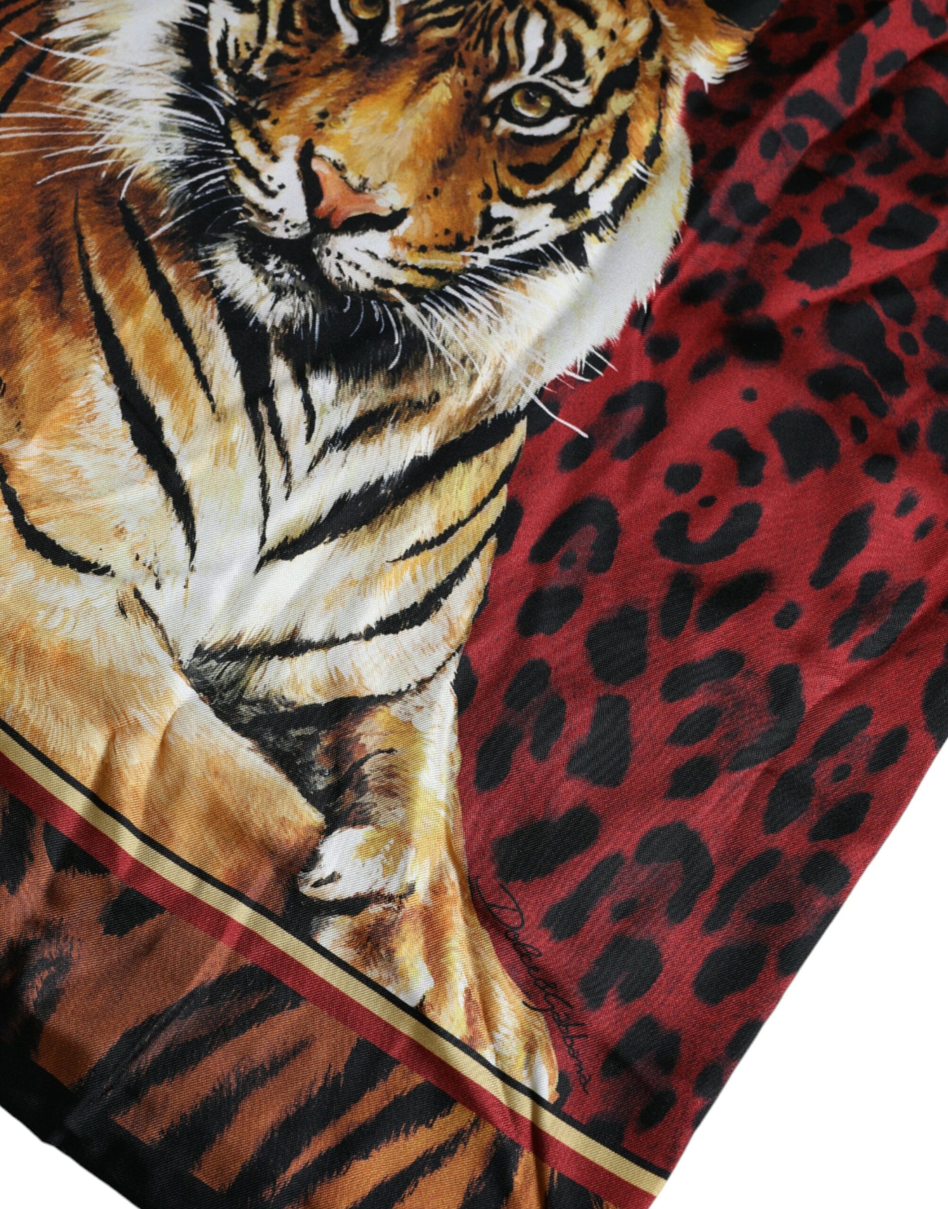 Multicolor Tiger Print Cotton Short Sleeves T-shirt