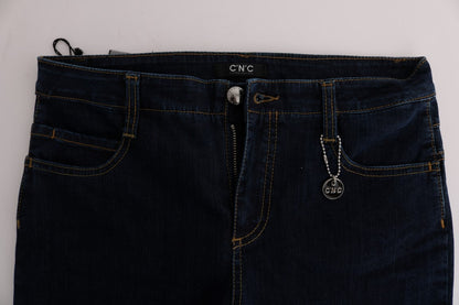 Chic Flared Cotton Jeans in Blue