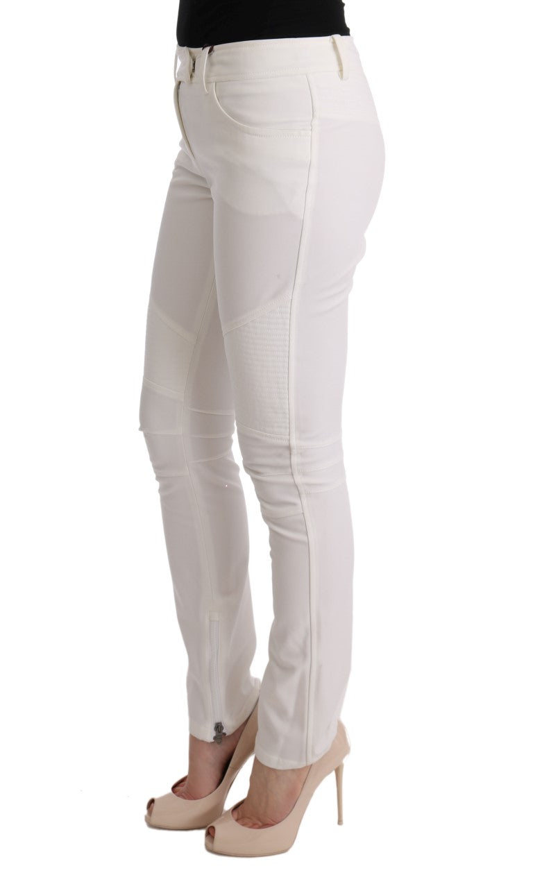 Chic White Slim Fit Cotton Pants