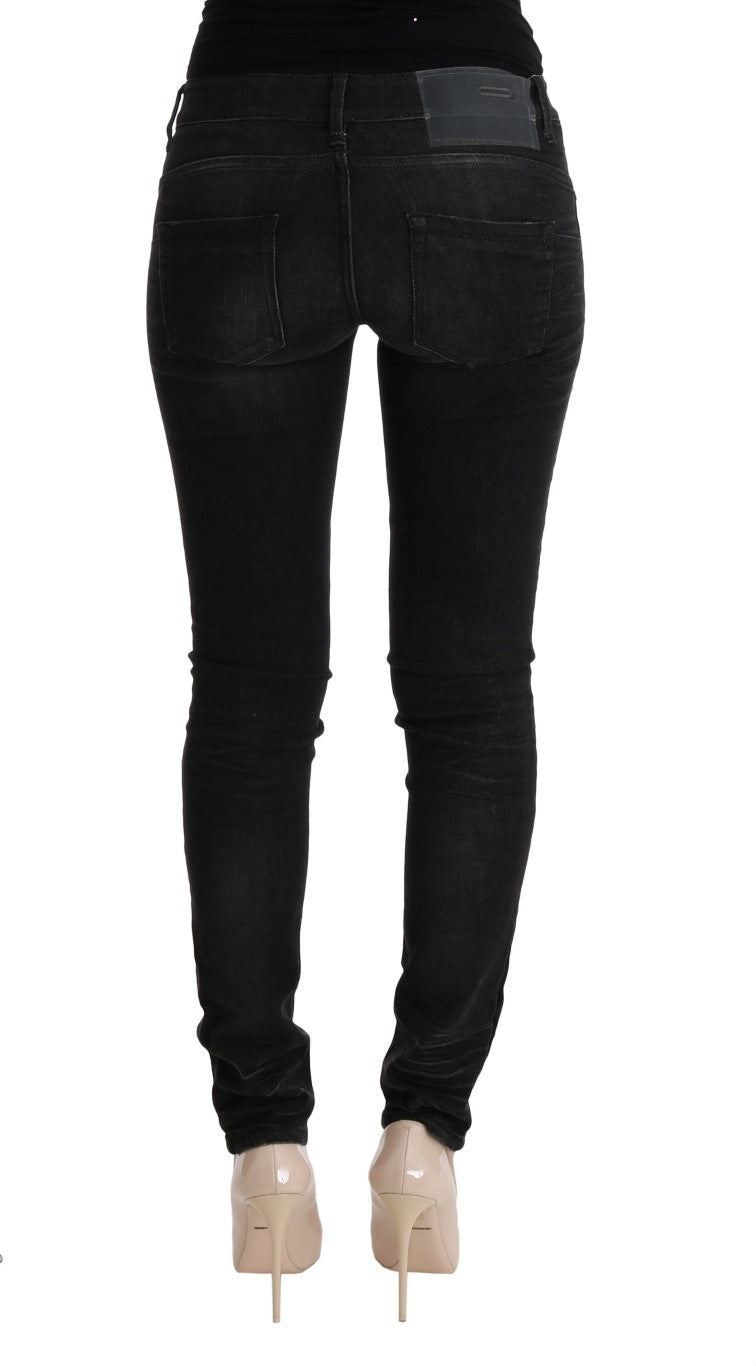 Schicke Slim Fit Jeans aus schwarzer Baumwolle