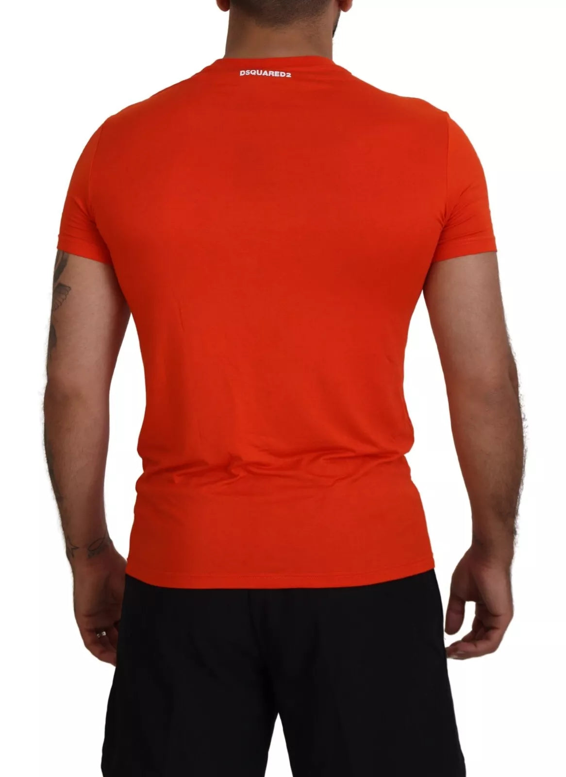 Oranges T-Shirt aus Modal mit kurzen Ärmeln und Rundhalsausschnitt