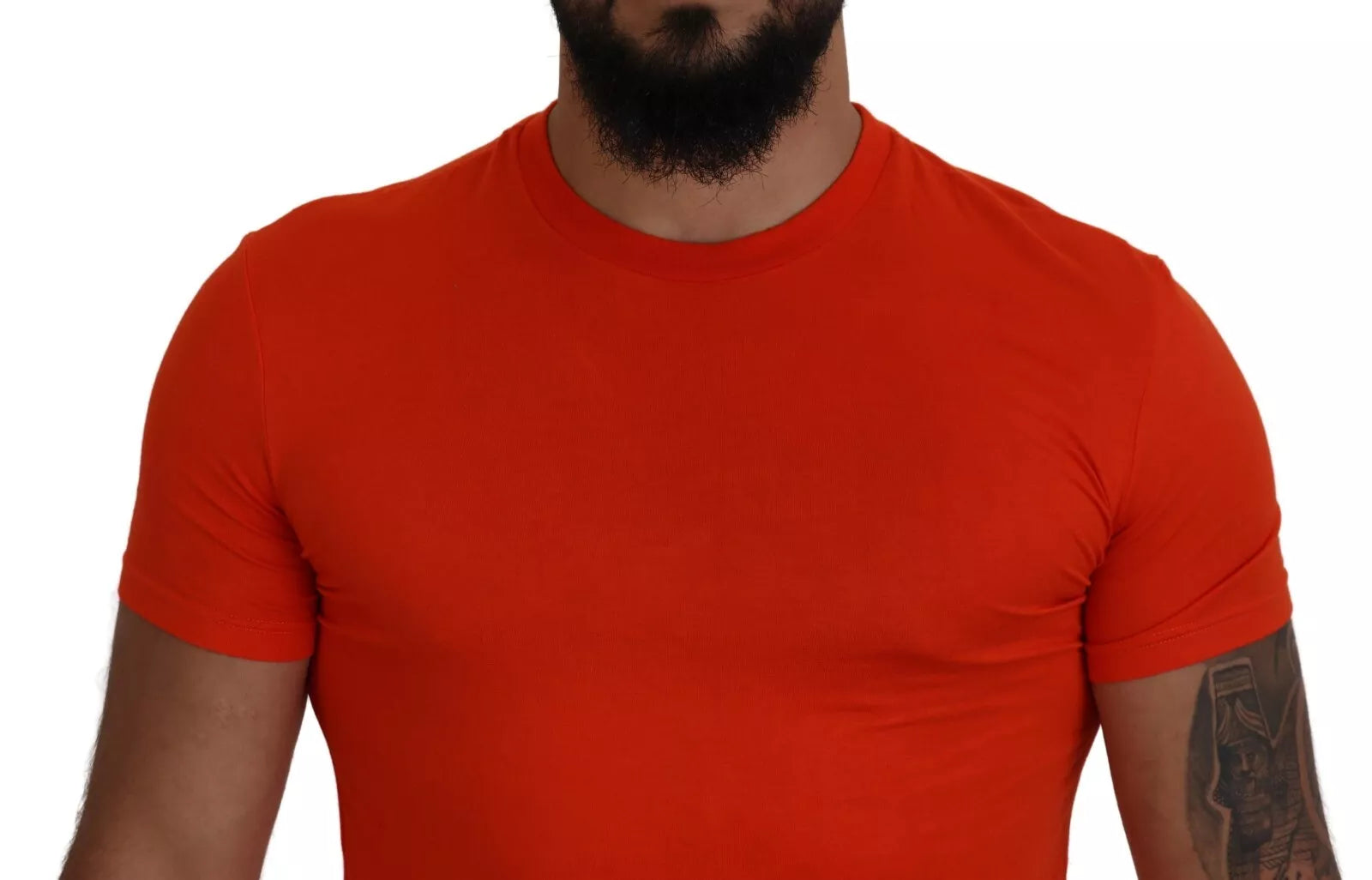 Oranges T-Shirt aus Modal mit kurzen Ärmeln und Rundhalsausschnitt