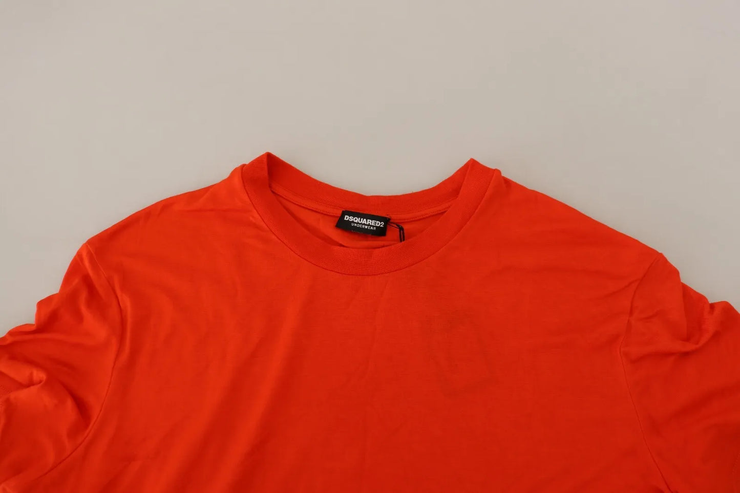 Oranges T-Shirt aus Modal mit kurzen Ärmeln und Rundhalsausschnitt