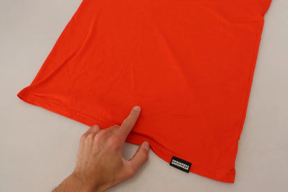 Oranges T-Shirt aus Modal mit kurzen Ärmeln und Rundhalsausschnitt