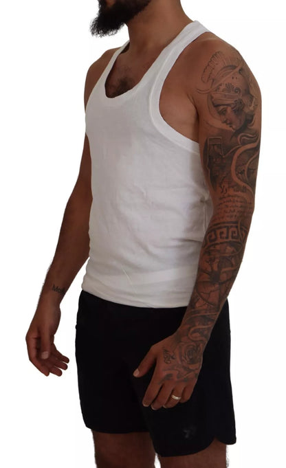 White Cotton Linen Sleeveless Tank T-shirt