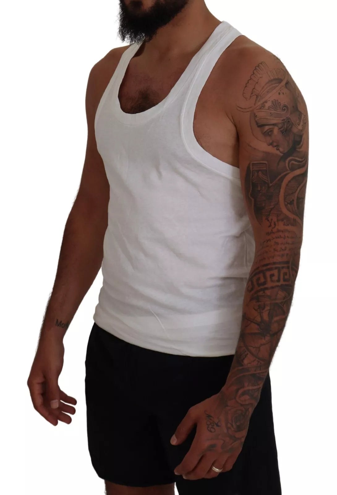 White Cotton Linen Sleeveless Tank T-shirt