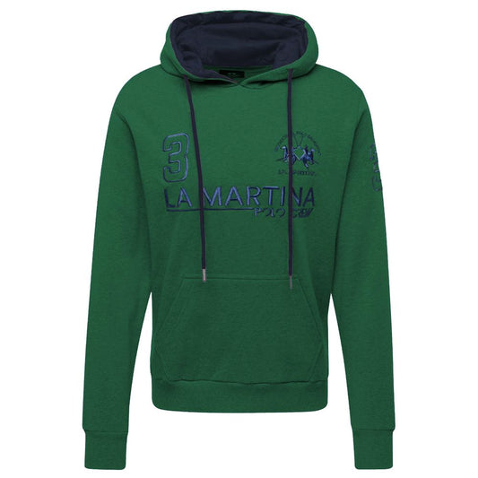 Elegant Green Hooded Cotton Sweatshirt