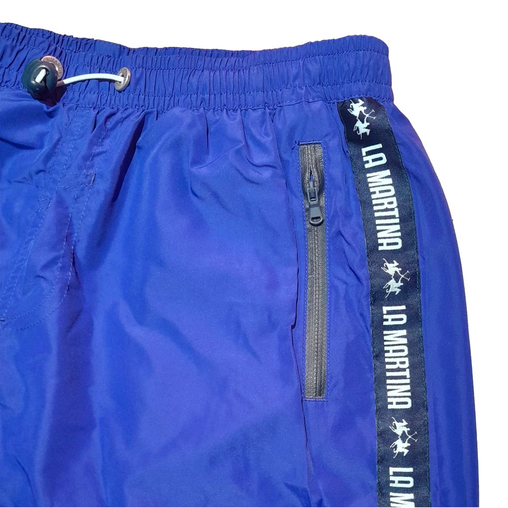 Blue Polyester Men Swim Trunk