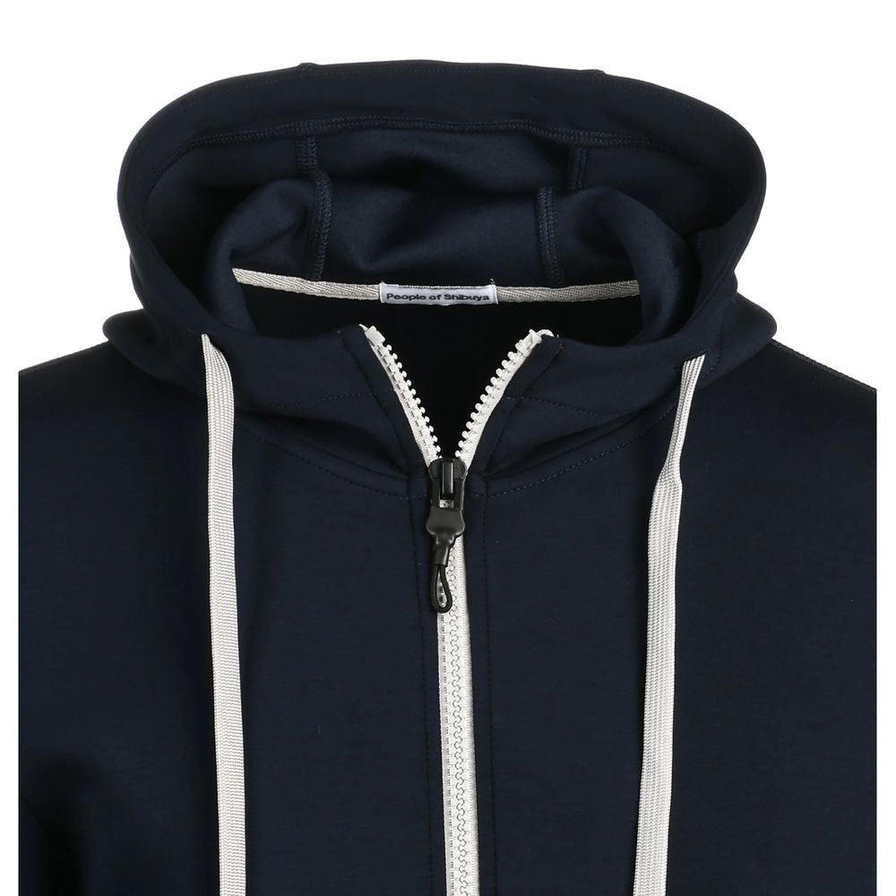 Sleek Blue Technical Fabric Hoodie