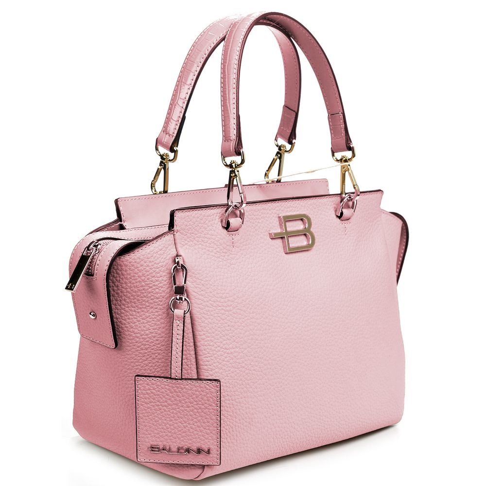 Chic Pink Textured Calfskin Handbag