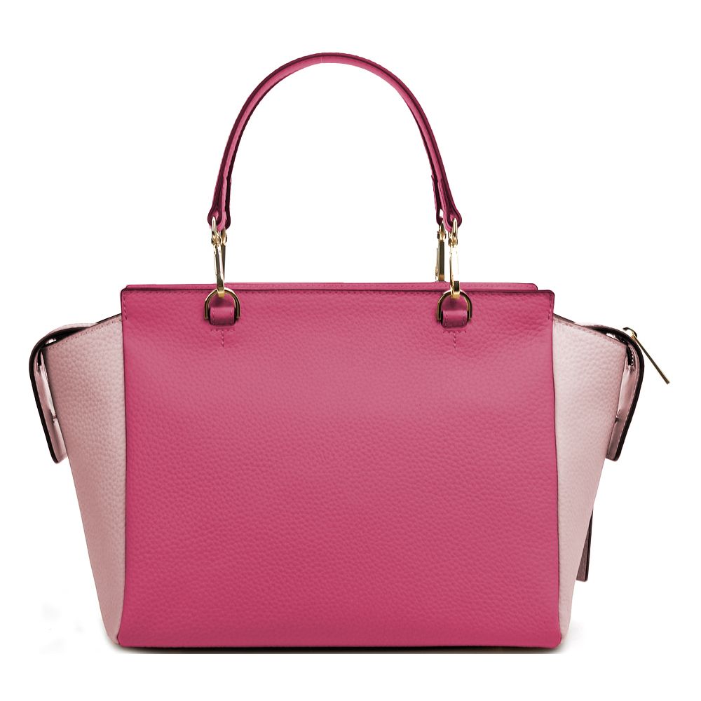 Elegante Handtasche aus strukturiertem Kalbsleder in Fuchsia