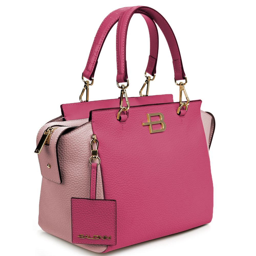 Elegante Handtasche aus strukturiertem Kalbsleder in Fuchsia