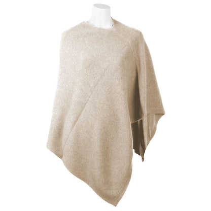 Schicker V-Ausschnitt Kaschmir Poncho in Beige