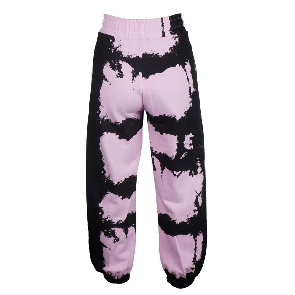 Chic Pink Print Cotton Track Pants