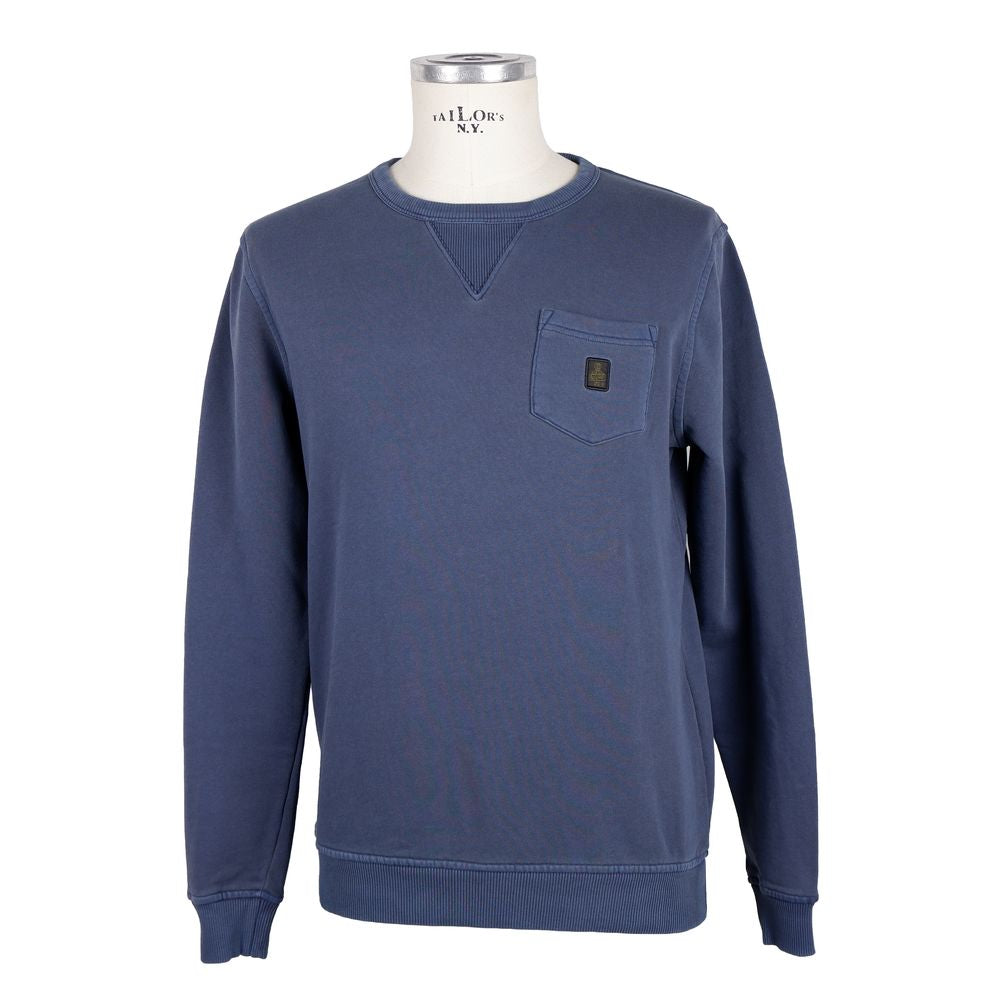 Blue Cotton Men Sweater